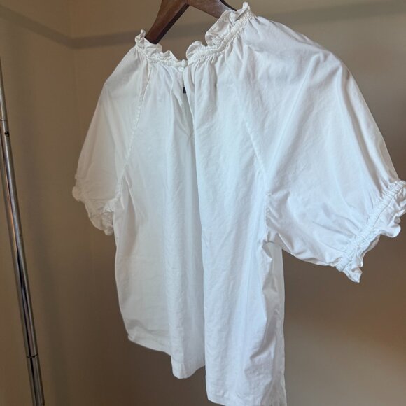Hill House Home Cropped White Shirt with Piecrust Collar, M - Picture 3 of 3